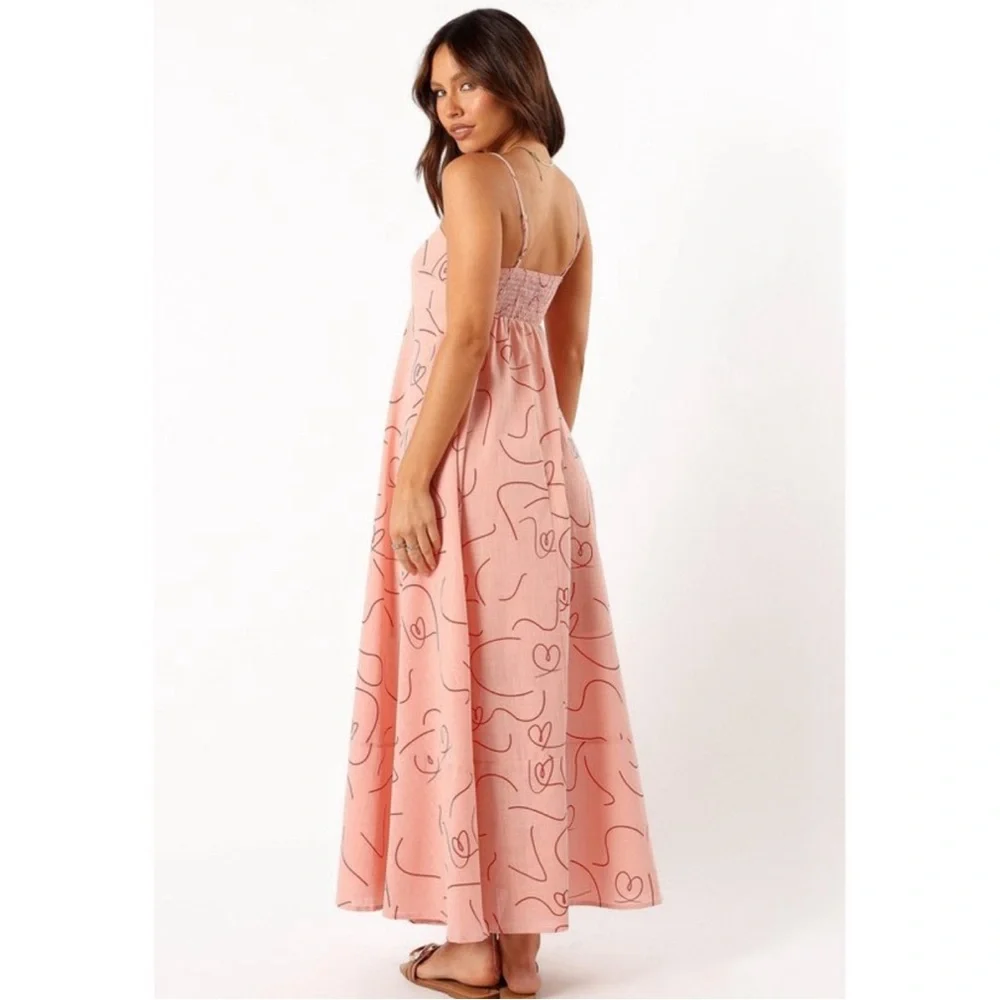 Petal & pup heart print linen style maxi dress nwot - Picture 4 of 5